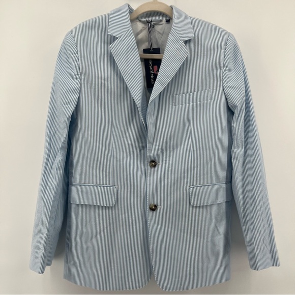 NWT Vineyard Vines Seersucker Blazer Boy’s Size 18 Bayside Blue $248 - Picture 2 of 7